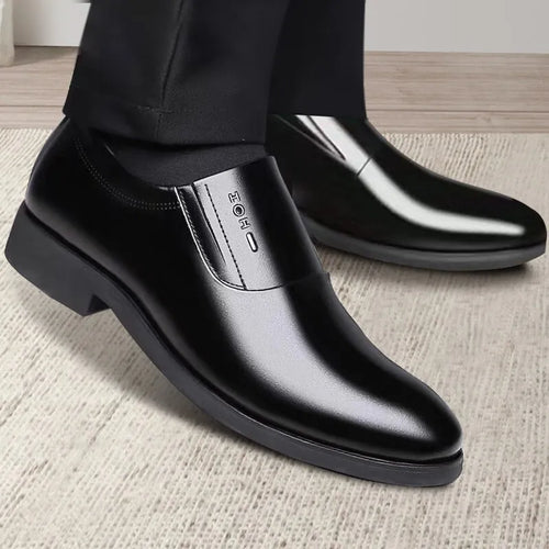 Men Leather Breathable Soft Sole Invisible Elevated Anti Slip Shoes